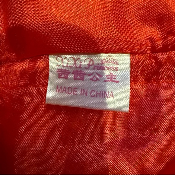 Chinese Traditional Dress Child's Quilted Cheongsam Fur Edged Red Gold Toggles - Picture 10 of 11